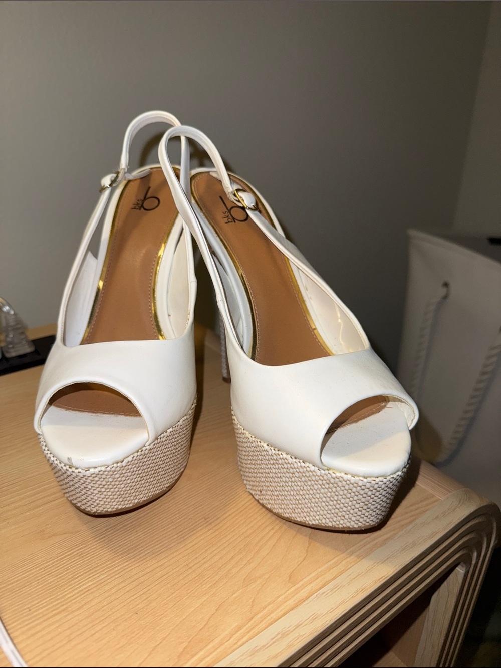 Elegant White Platform Slingback Heels